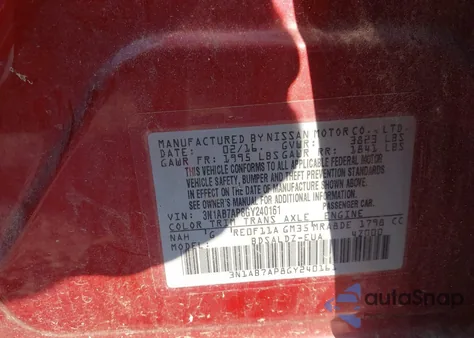 2016 Nissan Sentra Sv from USA, damaged, VIN 3N1AB7AP8GY240161